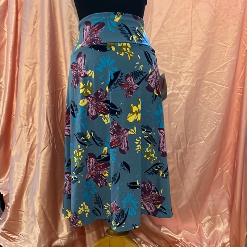 Lularoe Azure Floral Skirt - Summery Blue and Yellow